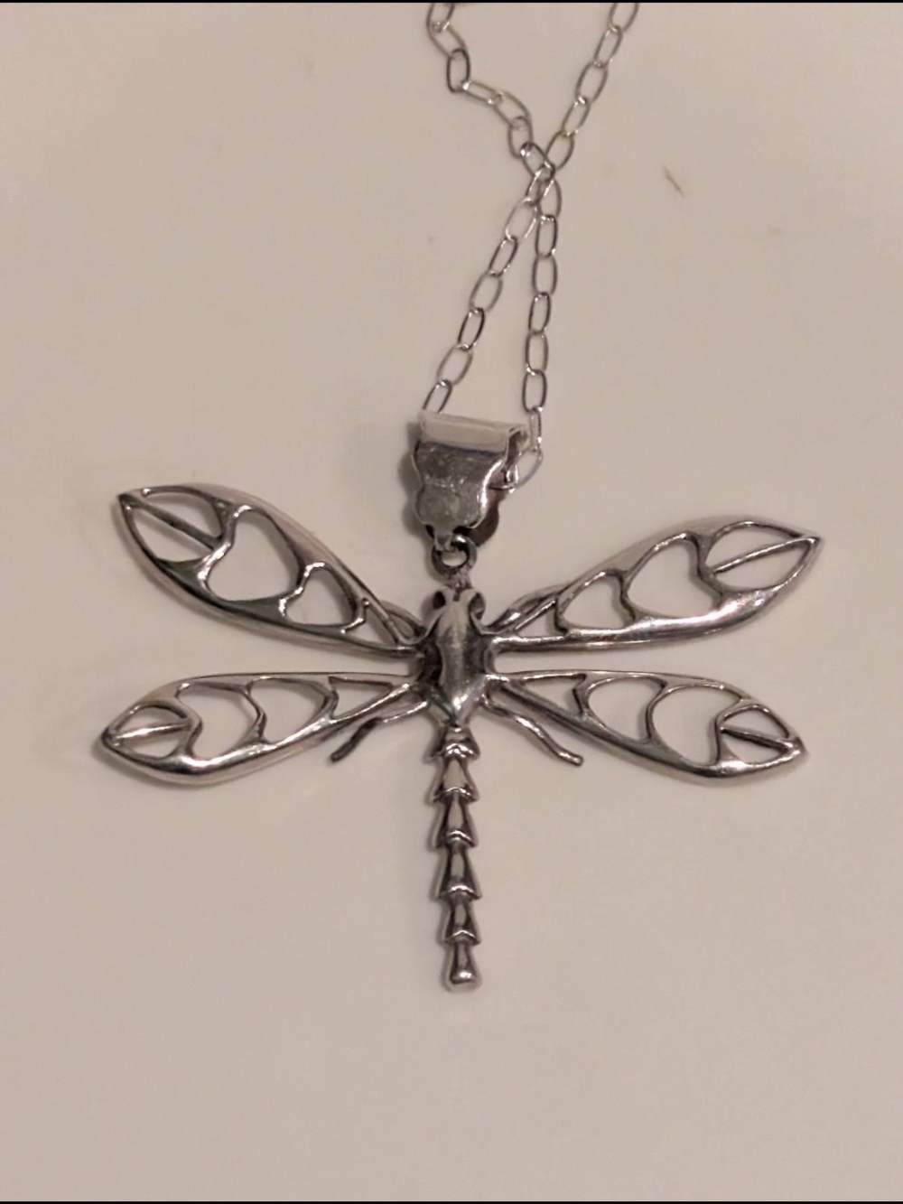 Vintage Mexico Stamped .925 Dragonfly Pendant & 29.5 Inch .925 Chain Stamped!